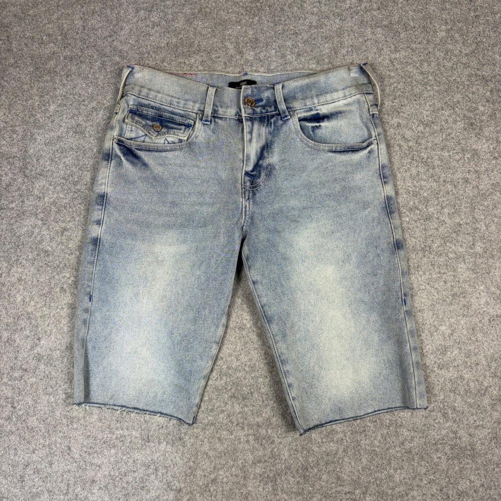 True Religion Ricky Relaxed Straight Light Wash Denim Cut Off Shorts Mens 30